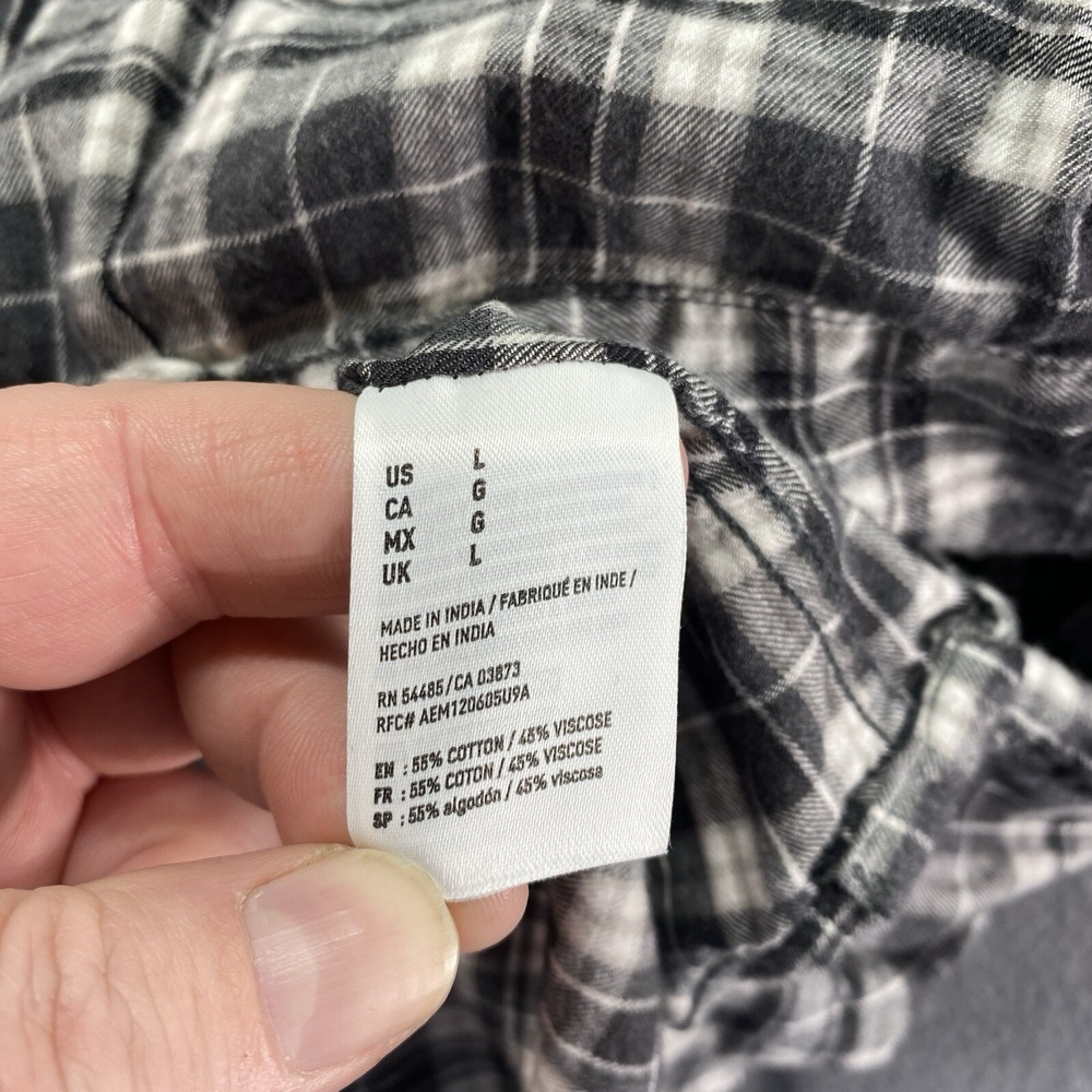 American Eagle Button Down Shirt Mens Large Black White Plaid Long Sleeve Casual - Picture 3 of 11